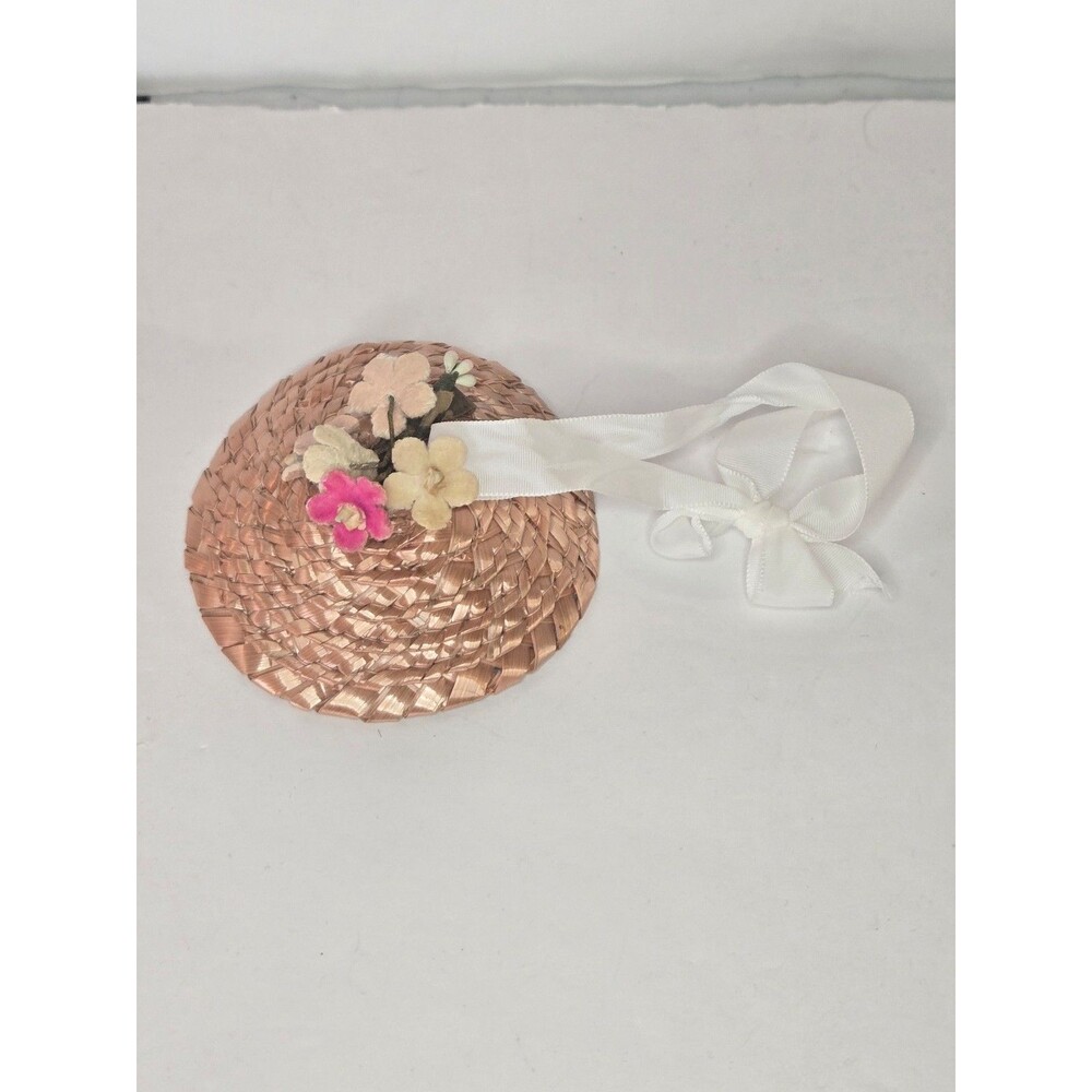 Ginny Doll Vogue Dolls Straw Hat with White ribbon and Faux Flowers